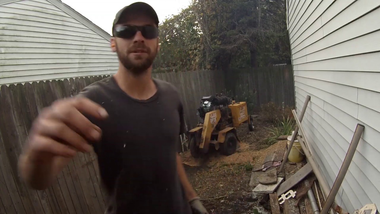 Predator 670cc V twin 22hp Rayco Super Jr Stump Grinder Part 2/2 On The Job