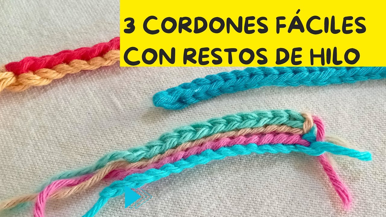 3 CORDONES FÁCILES con restos de hilo ✅Tutorial paso a paso#crochet#tejedoras #hechoamano