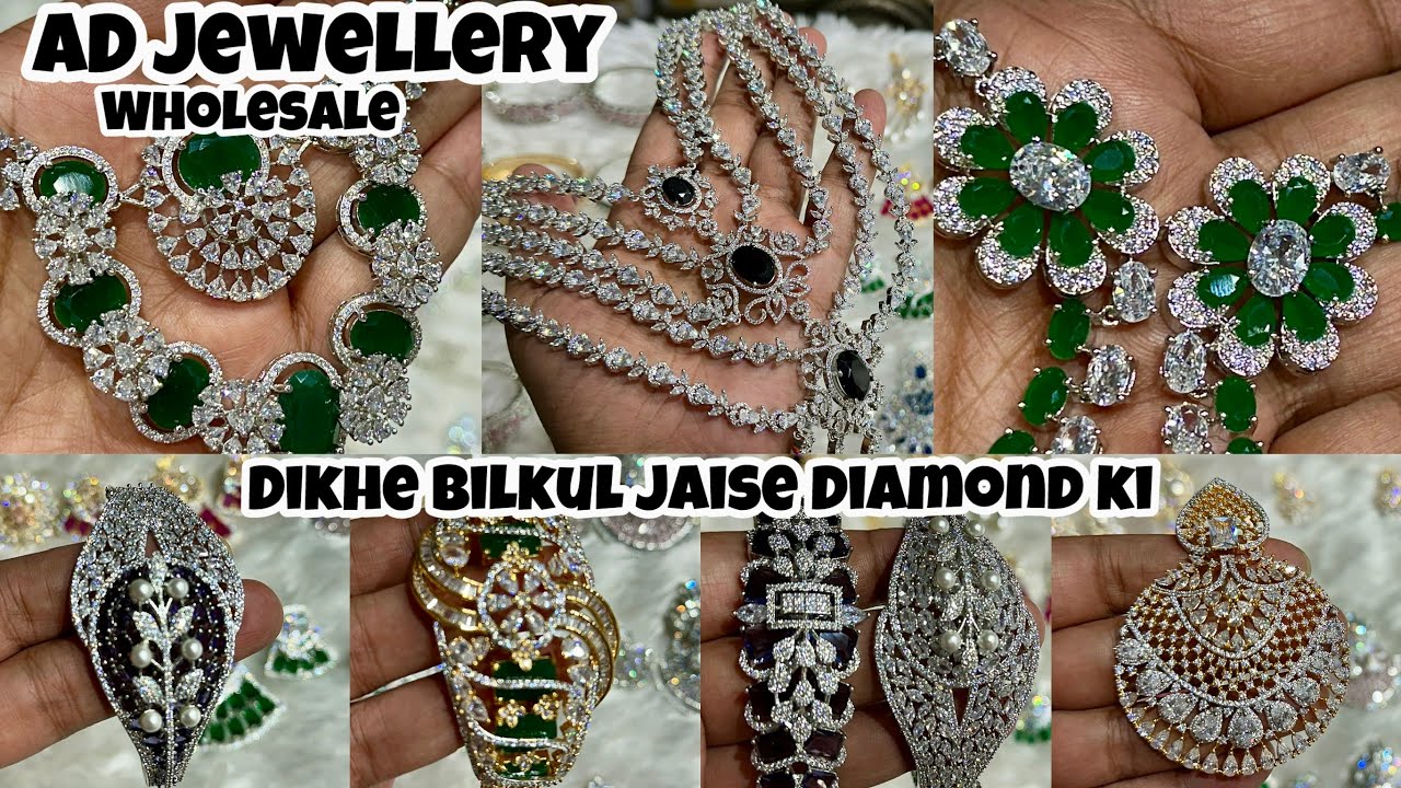 AD American Diamond Jewellery | ad Necklaces best designs | Chandni Chowk Wholesale Jewellery Market