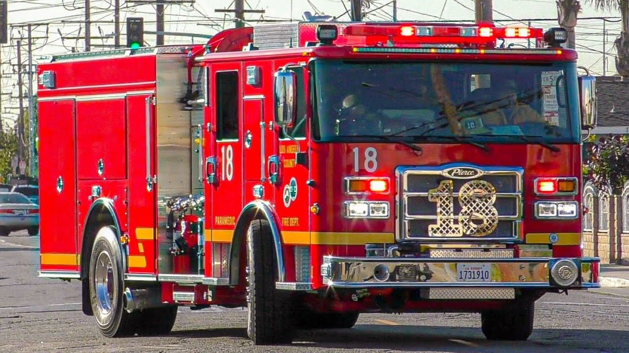 *NEW PIERCE* LACoFD Engine 18 Responding 