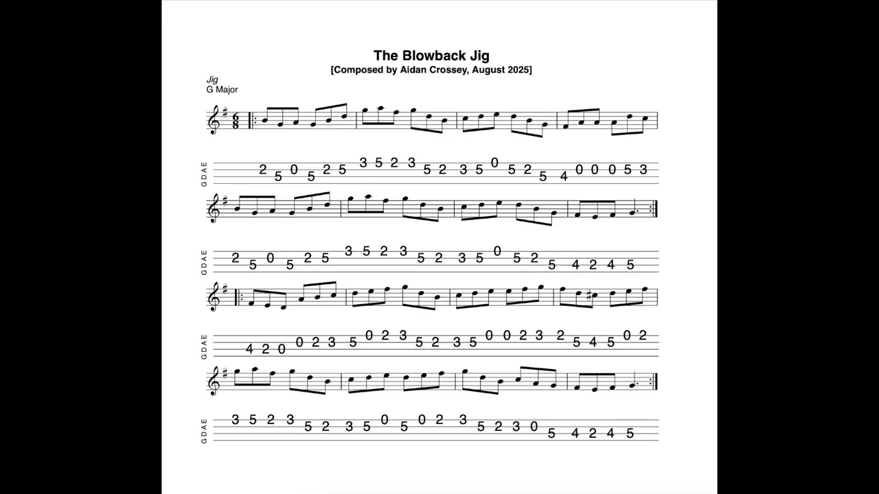 The Blowback Jig - in G Major; composed, tabbed for mandolin and played by Aidan Crossey