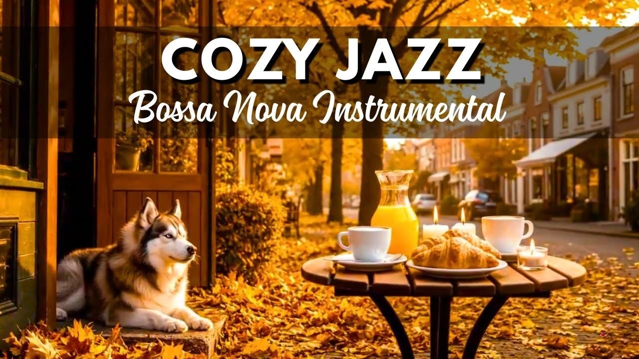 cozy Vintage Architecture Autumn🍂Coffee Shop Ambience & Soft Jazz Music | Autumn Riverside Jazz Café