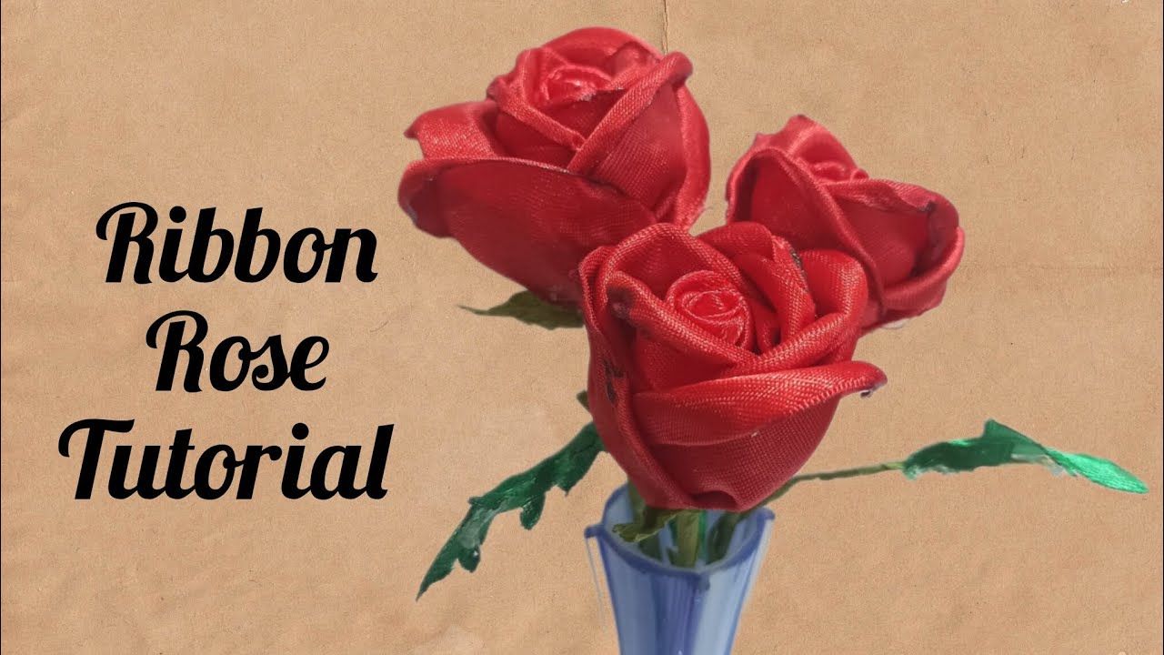Valentine's Day Rose 🌹 Making | Ribbon Rose Tutorial | DIY Handmade Red Ribbon Rose Flower 