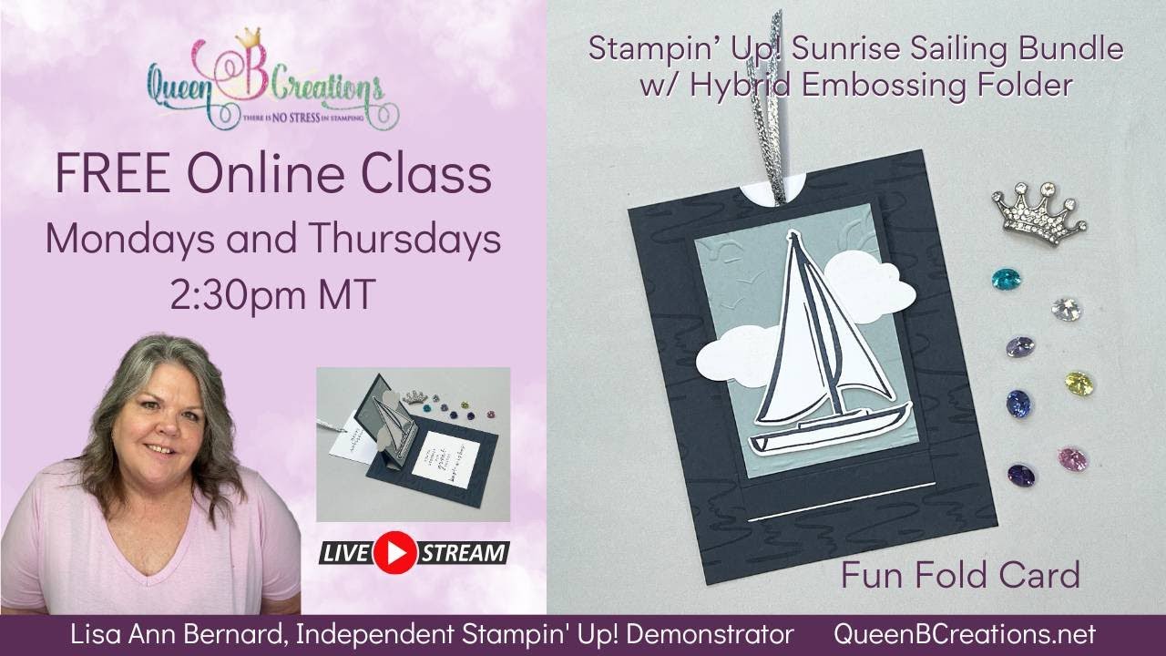 👑Slider Card Pop Up Card made with Stampin' Up! Sunrise Sailing Bundle w/ Hybrid Embossing Folder