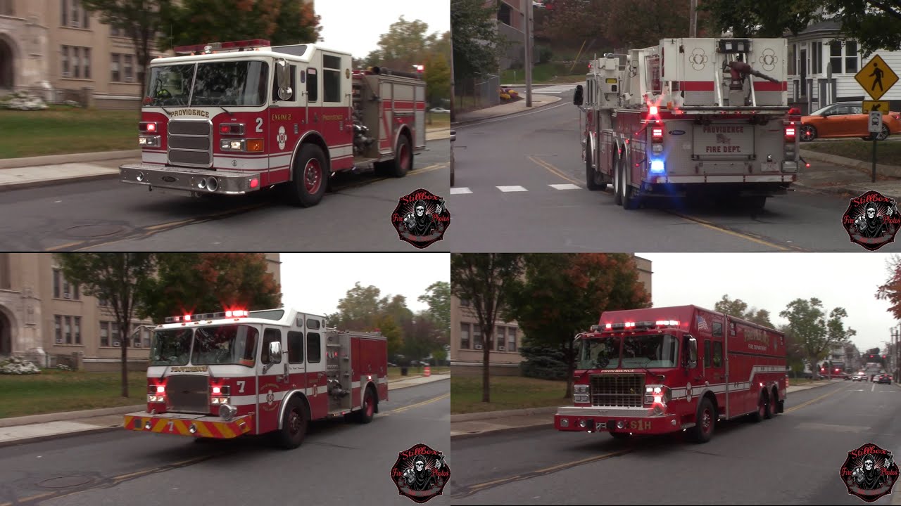 Numerous Providence Fire Apparatus responding to a stillbox at Roger Williams Hospital 10/25/21