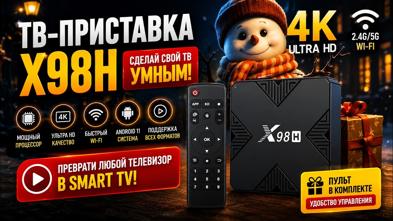 Смарт ТВ приставка X98H 4K 4/32 Гб Smart TV Box Android