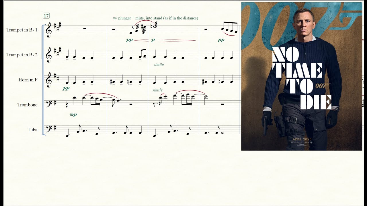 No Time To Die for Brass Quintet Sheet Music