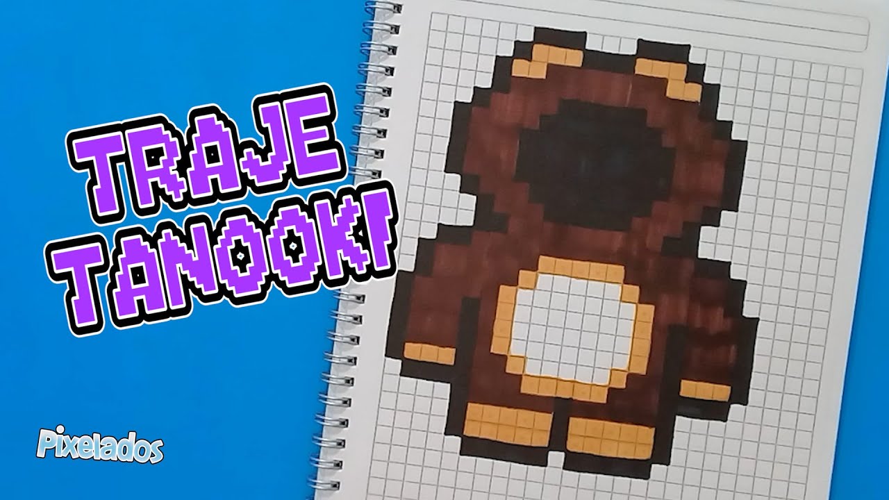 COMO DIBUJAR EL ITEM de TRAJE DE TANOOKI de MARIO BROS en PIXEL ART - PIXELADOS