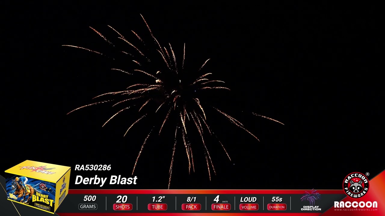 RA530286  Derby Blast  RACCOON FIREWORKS  2026 New RDX Cake    20 Shots
