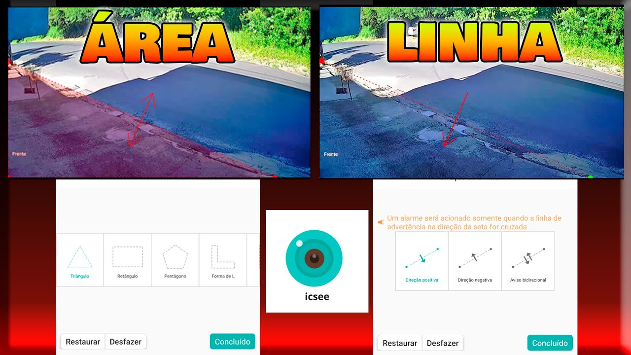 Como configurar a Linha ou Área de aviso da Câmera de Segurança Wi Fi