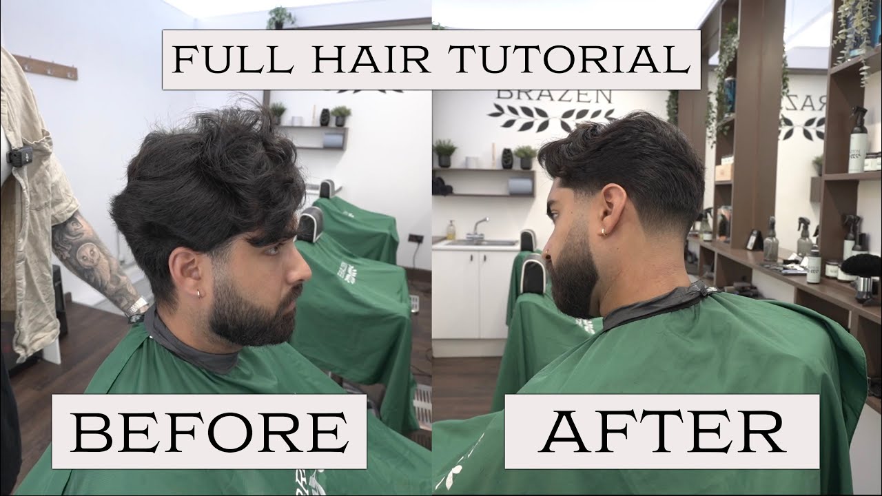 Mens Haircut Tutorial || Scissor Cut (low taper fade with beard)