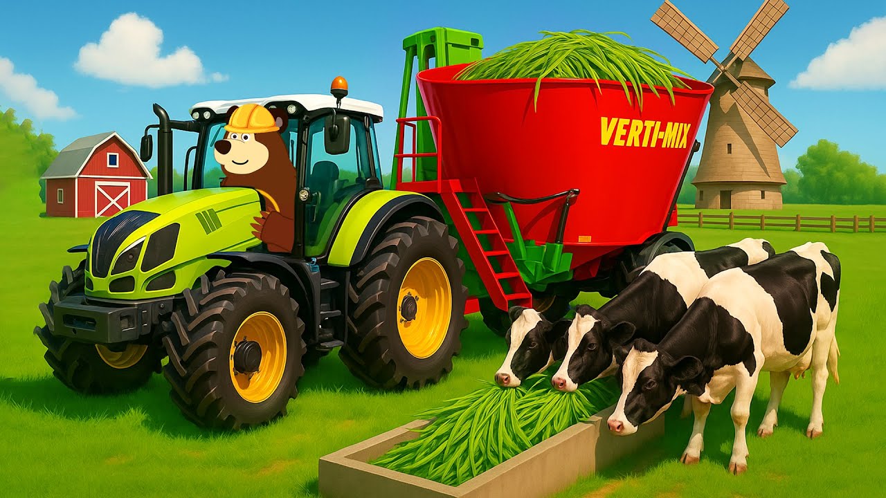 Farm Work: Tractor Delivers Hay for Dairy Cows 🐄🌾 | Tractor Trouble Real Farm Animation