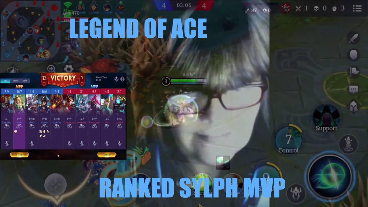 Legend Of Ace❤️ MVP Sylph Support : Ranked -  PC Gameplay - No Commentary - GMV 🎧🎼🎵