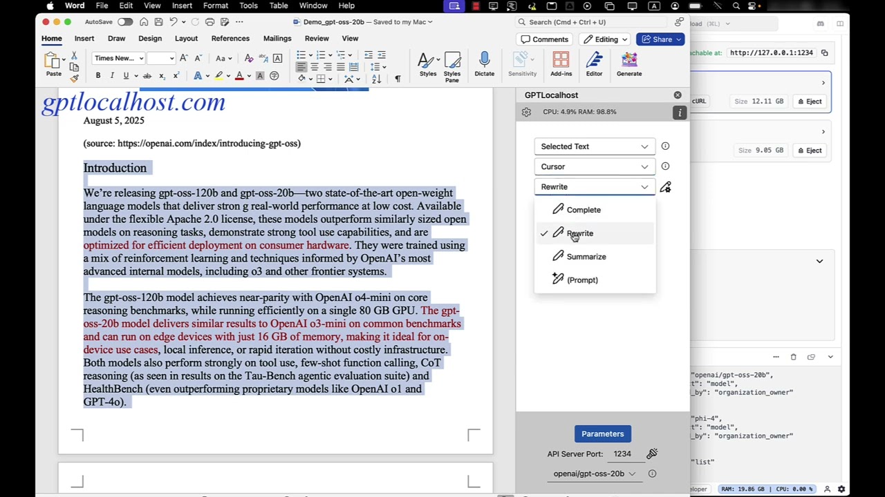 GPT-OSS-20B vs. Phi-4: Best Private AI for Word