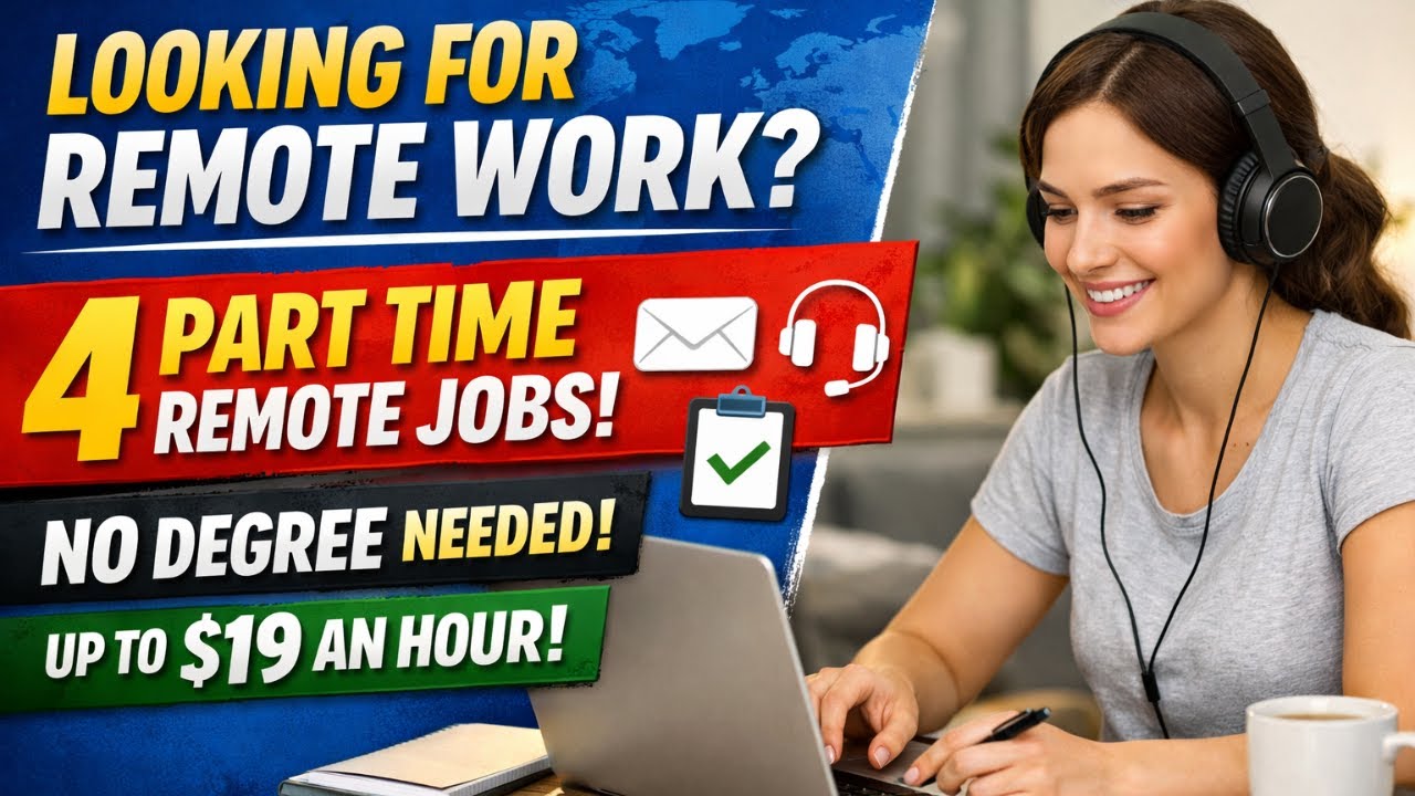 💻🔥Looking for Remote Work? 4 Part-Time Jobs You Can Do From Home (No Degree)