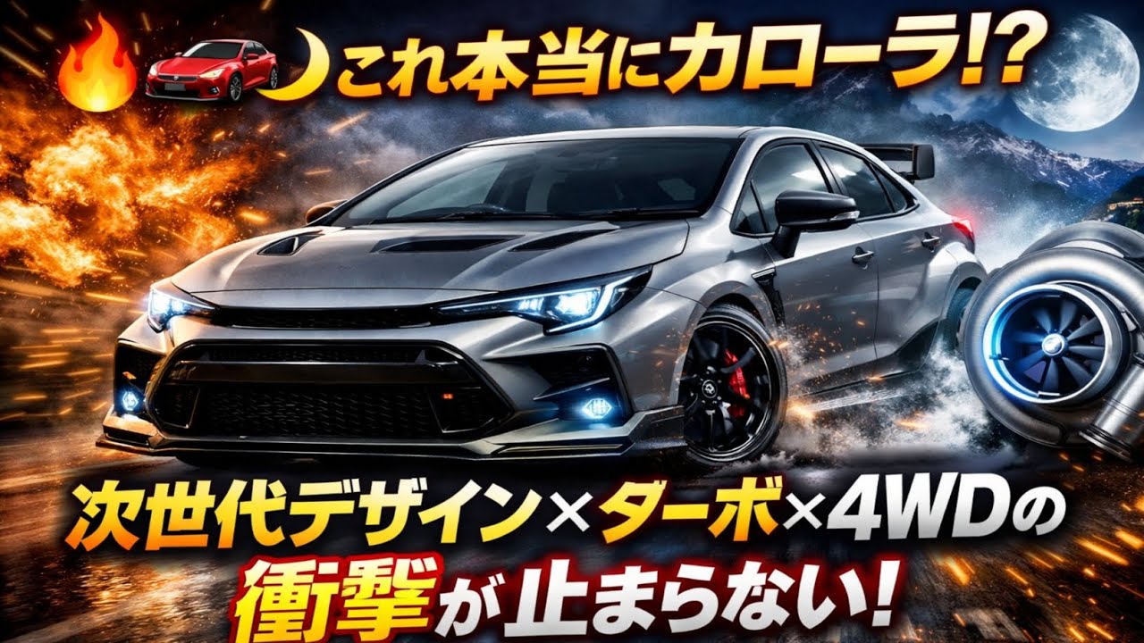 🔥🚘🌙 これ本当にカローラ!? 次世代デザイン×ターボ×4WDの衝撃が止まらない！