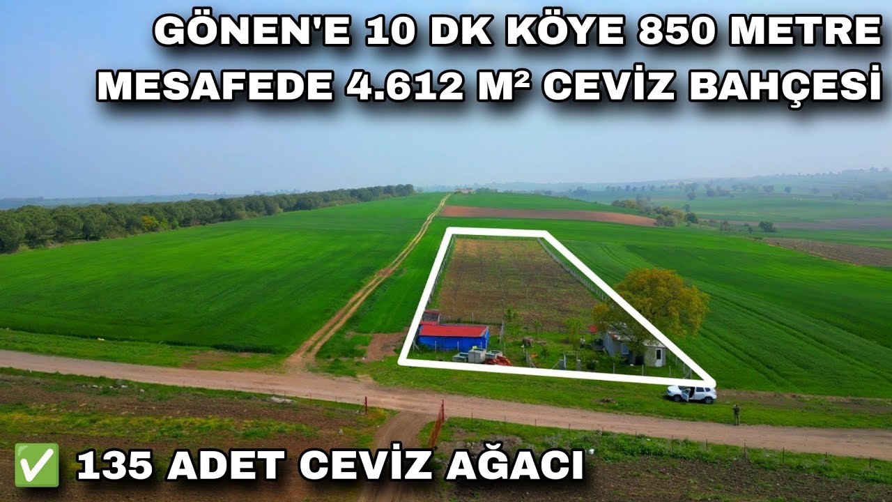 2058- GÖNEN'DE KÖYE 850 METRE, İÇİNDE 135 ADET CEVİZ AĞACI BULUNAN 4.612 M² CEVİZ BAHÇESİ