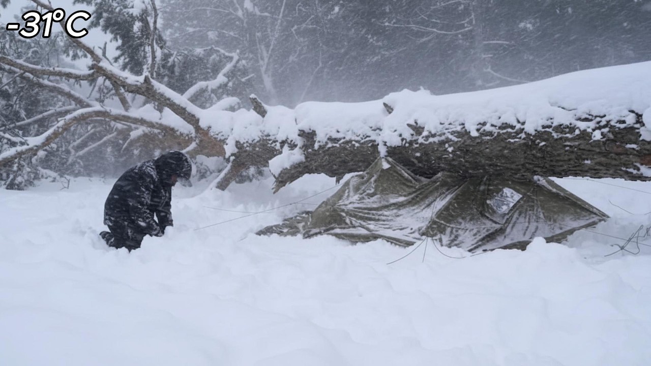 My Hot Tent Collapsed in a -31&deg;C Blizzard at Night, How I Survived | Winter Camping
