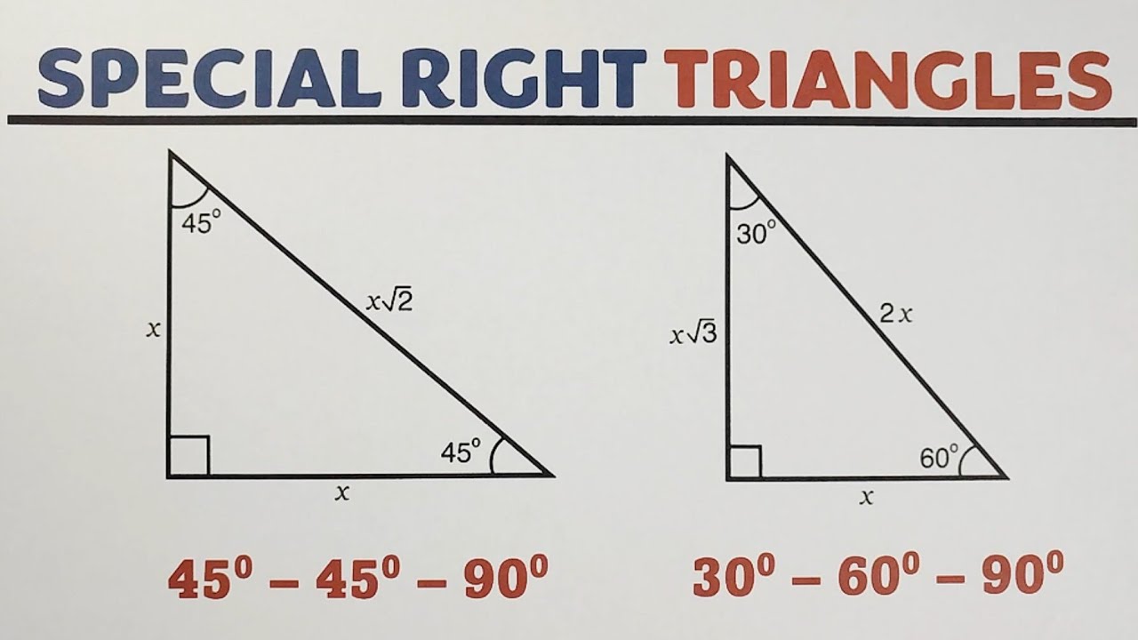 Special Right Triangles: 30 - 60 90 and 45 - 45 -90 Triangles