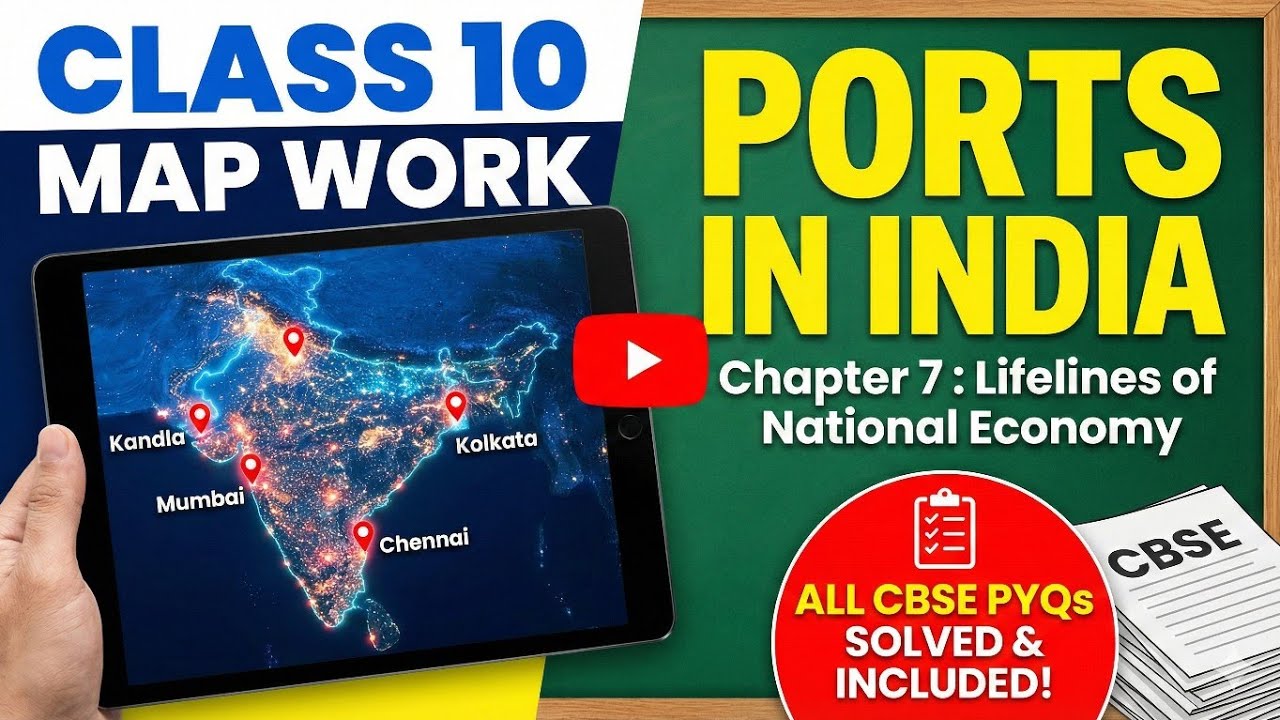 :📍Map Work Class 10 | Ports in India | Geography ch7 Lifelines of National Economy | CBSE Board 2026