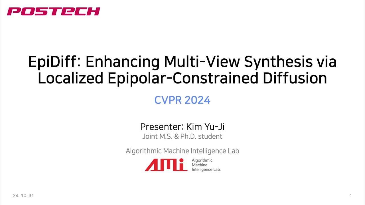 EpiDiff: Enhancing Multi-View Synthesis via Localized Epipolar-Constrained Diffusion [Kim Yu-Ji]