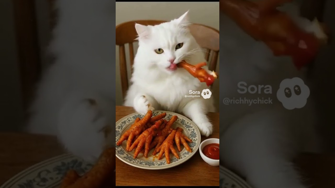 Stress Melts Away in 7 Seconds— Fluffy and cute cat loves dimsum 🐱❤️