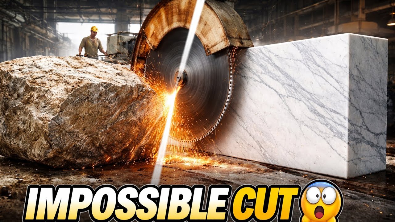Insane Marble Cutting Process 😳 From Raw Stone to Luxury Slabs