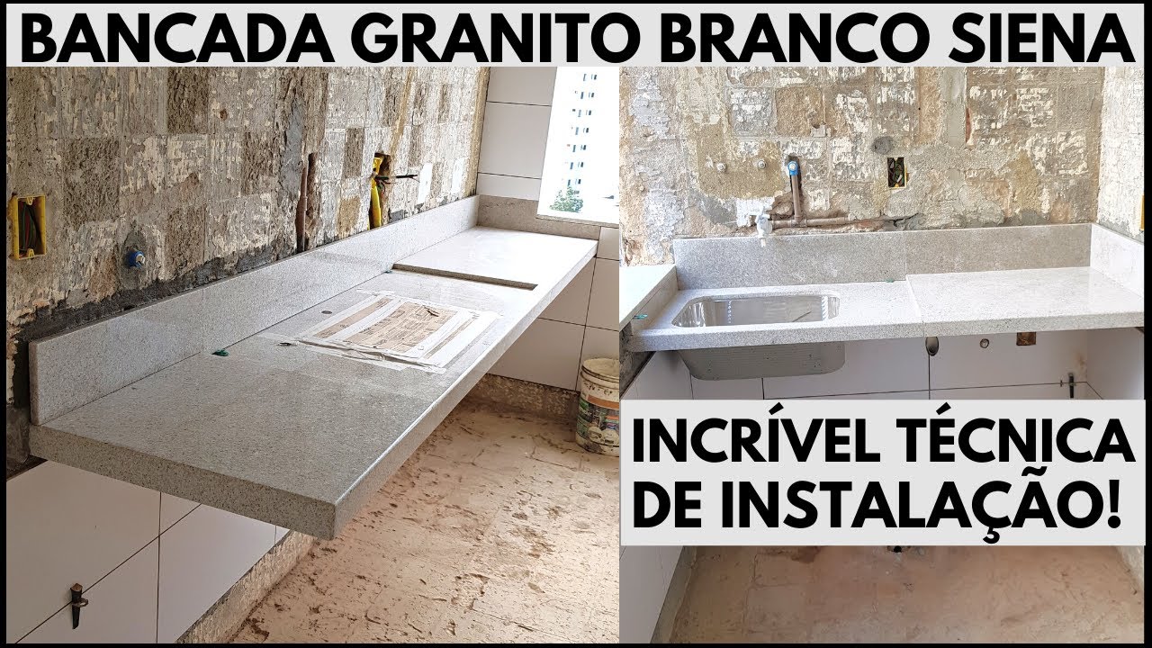 Bancada e tanque flutuantes Granito Branco Siena! Incrível técnica de instalação! Serviço top!