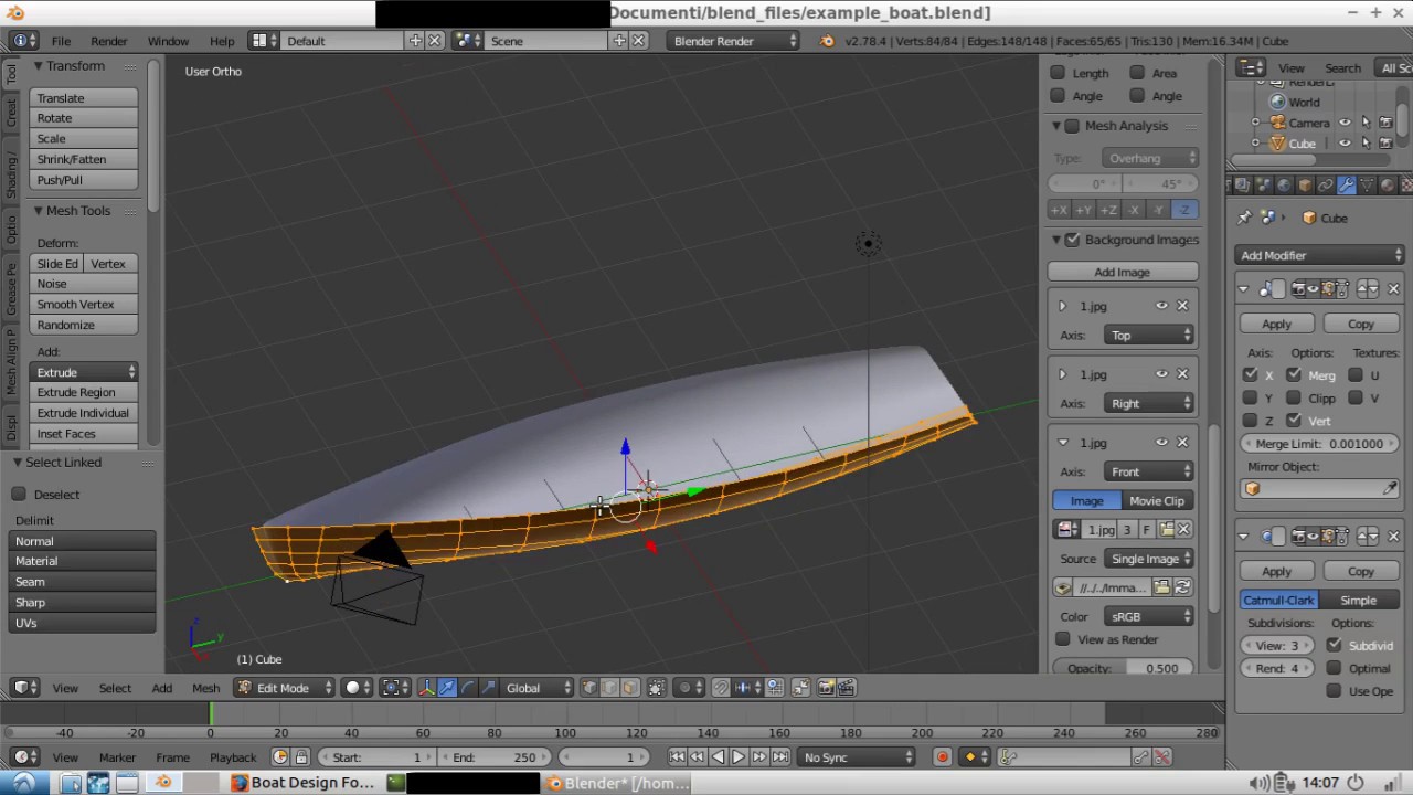 Blender yacht hull design steps