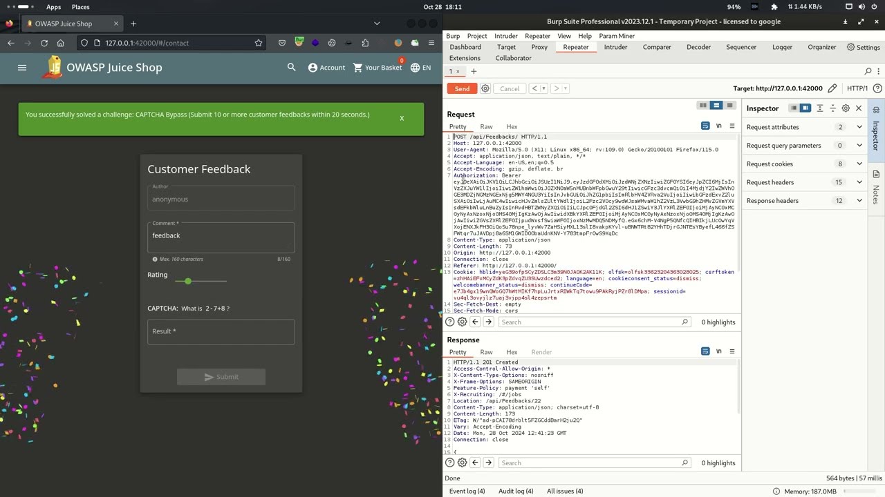 CAPTCHA Bypass - Broken Anti Automation | OWASP Juice Shop Solution