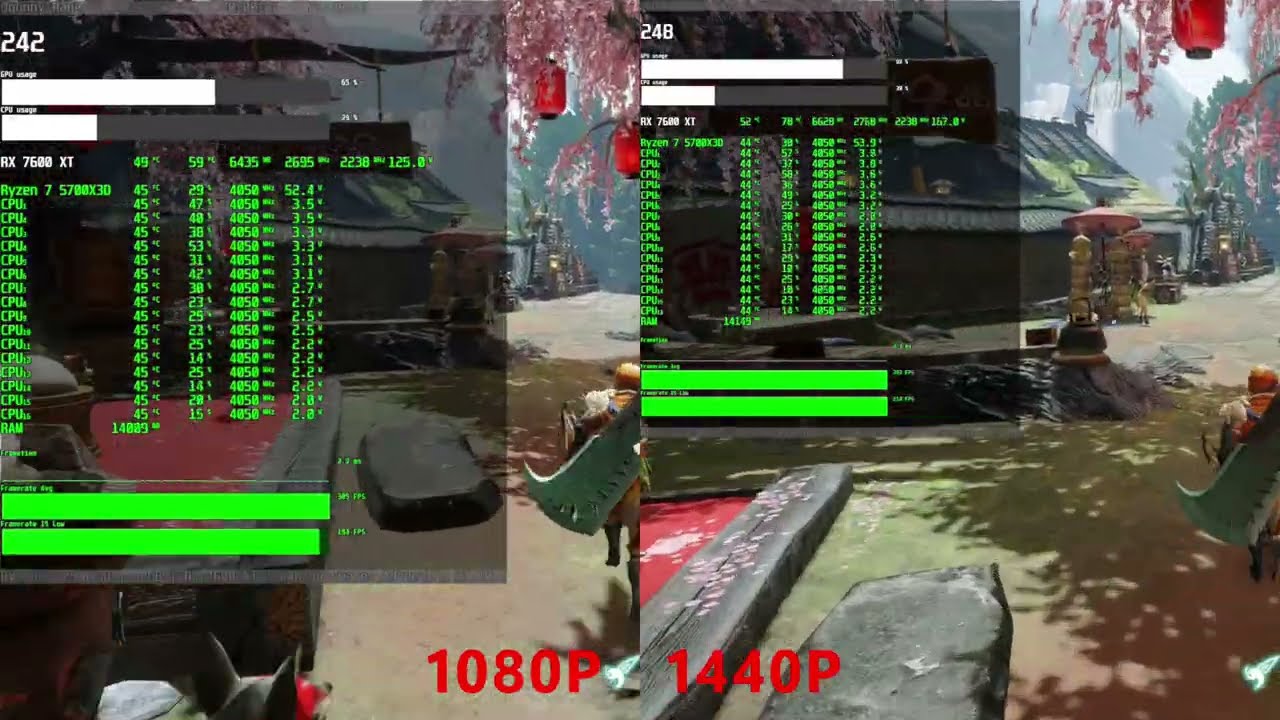 Ryzen 5700x3d  RX 7600xt 12 game benchmark 1080p / 1440p