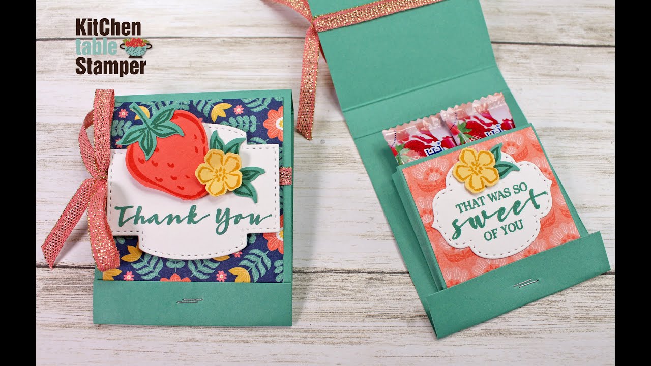 Stampin' Up! Sweet Strawberry How to Make a Matchbook Treat Holder with Kitchen Table Stamper
