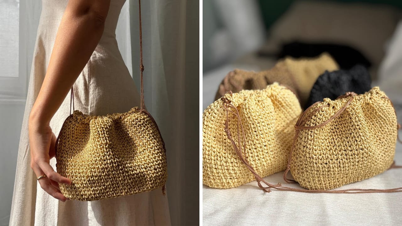 HER MEVSİME UYGUN ÖRGÜ KAGIT İP İLE HASIR ÇANTA YAPIMI  /✨ Handmade Crochet Paper Yarn Bag