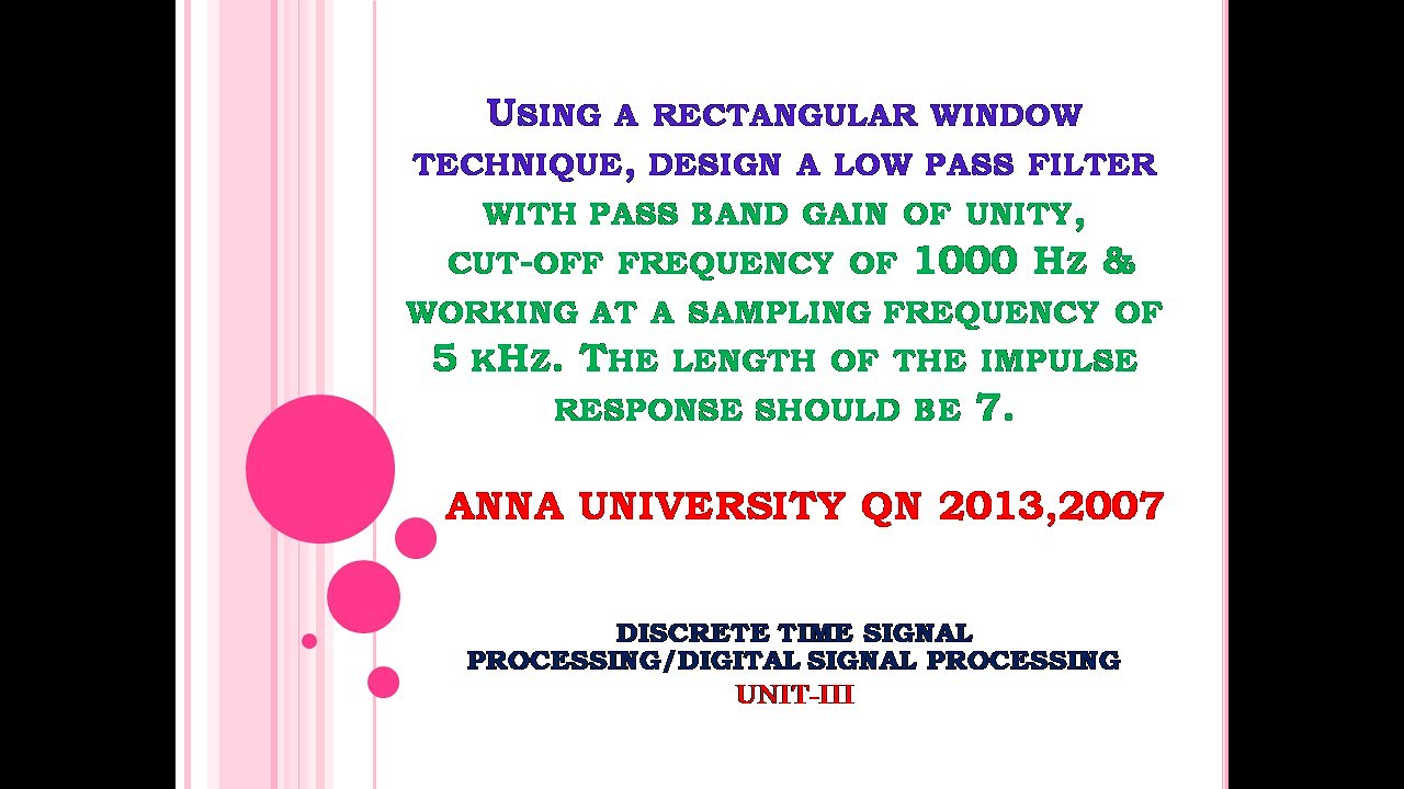 FIR filter design problem using rectangular window | Dec 2013