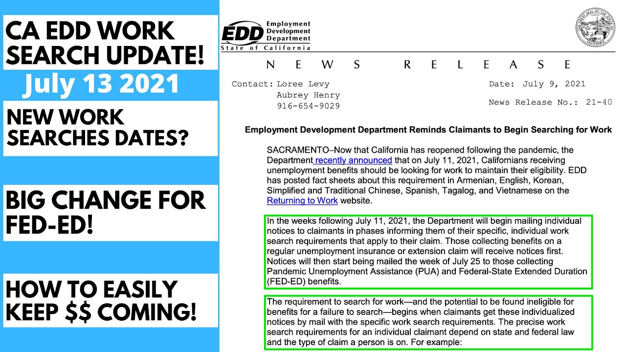 CA EDD Work Search Update! EDD Changes Info Again! How to do it Easily! FED-ED Changes!
