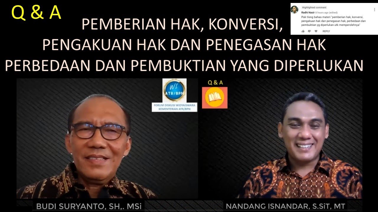 PEMBERIAN HAK - KONVERSI - PENGAKUAN HAK DAN PENEGASAN HAK PERBEDAAN SERTA PEMBUKTIANNYA ( Q & A )
