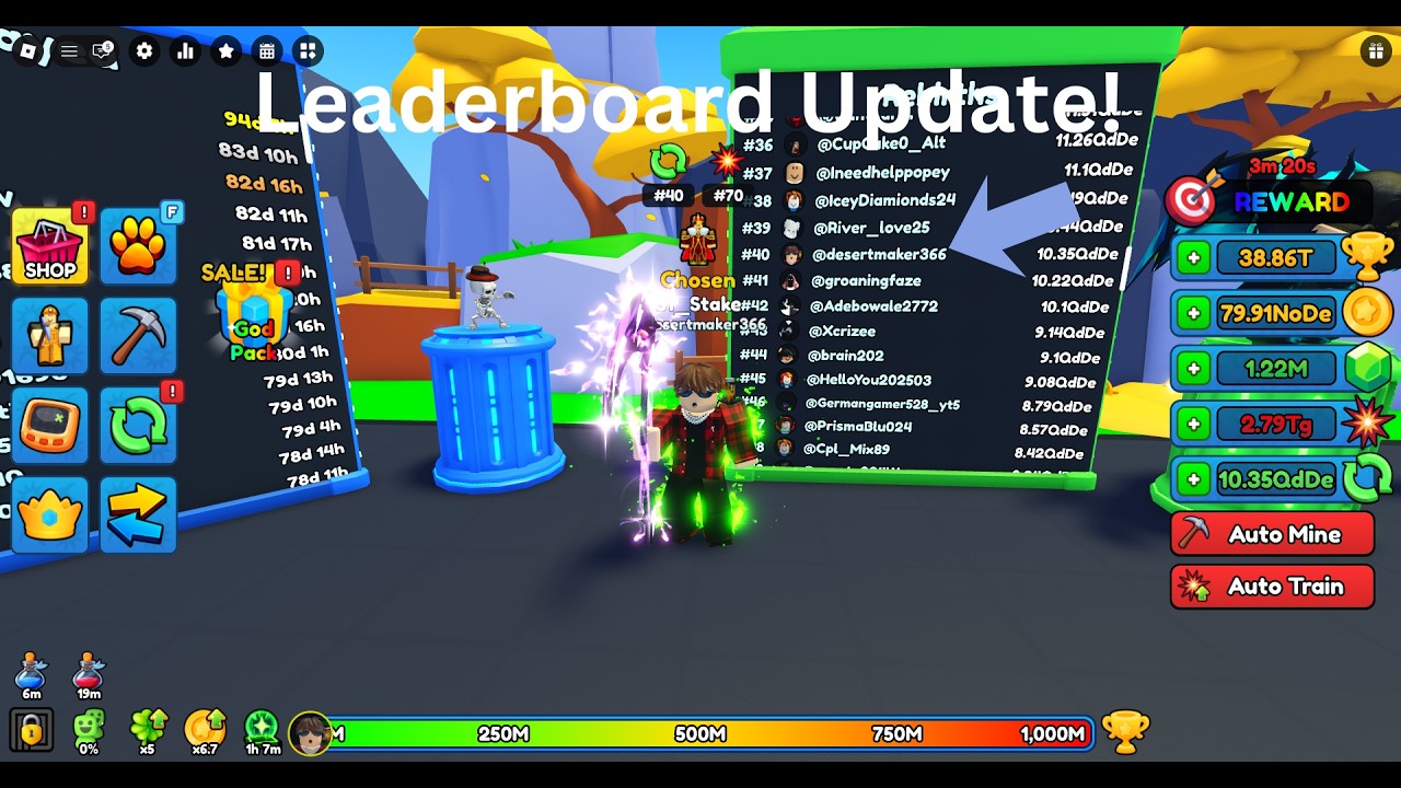 How im doing on the leaderboards in Pickaxe Simulator (Update)