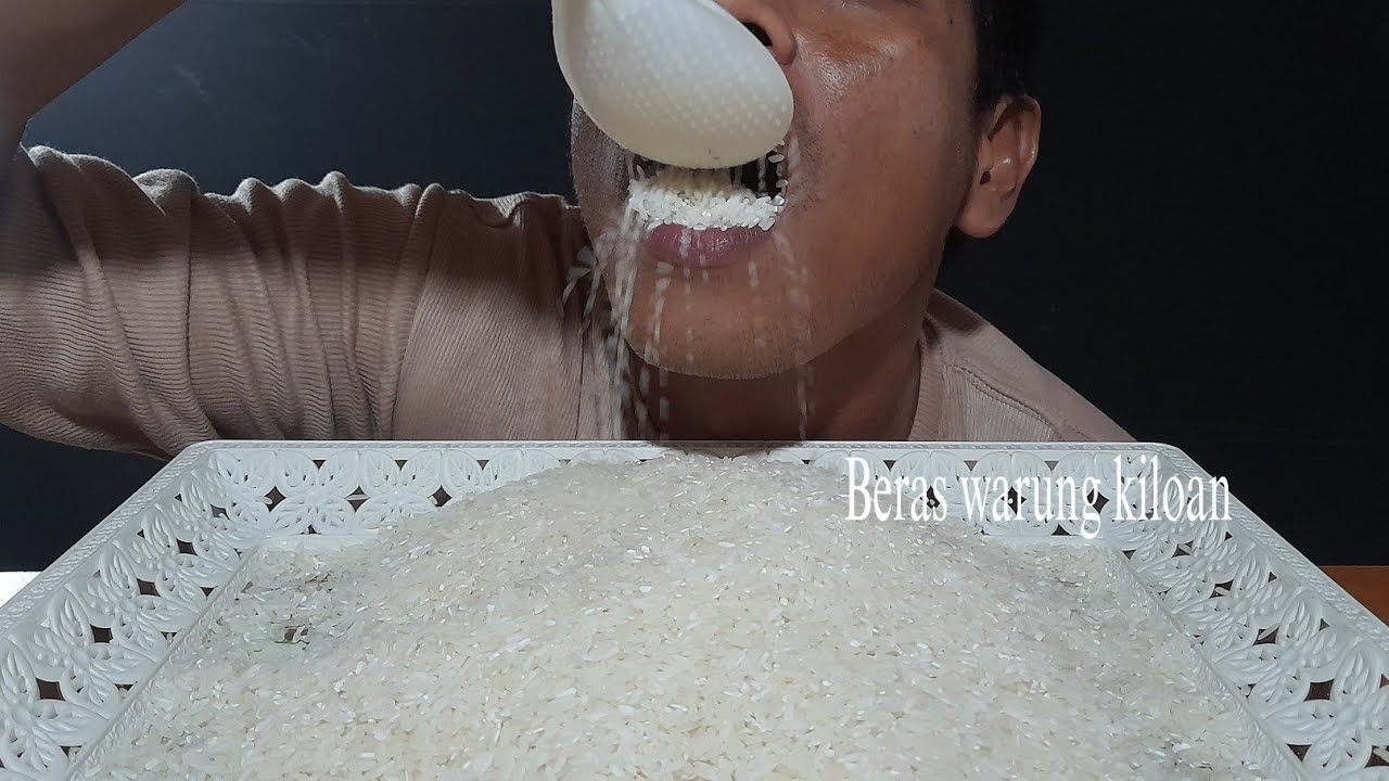 Bar bar kuy ||asmr raw rice eating sounds||review beras warung kiloan||makan beras mentah||raw rice|