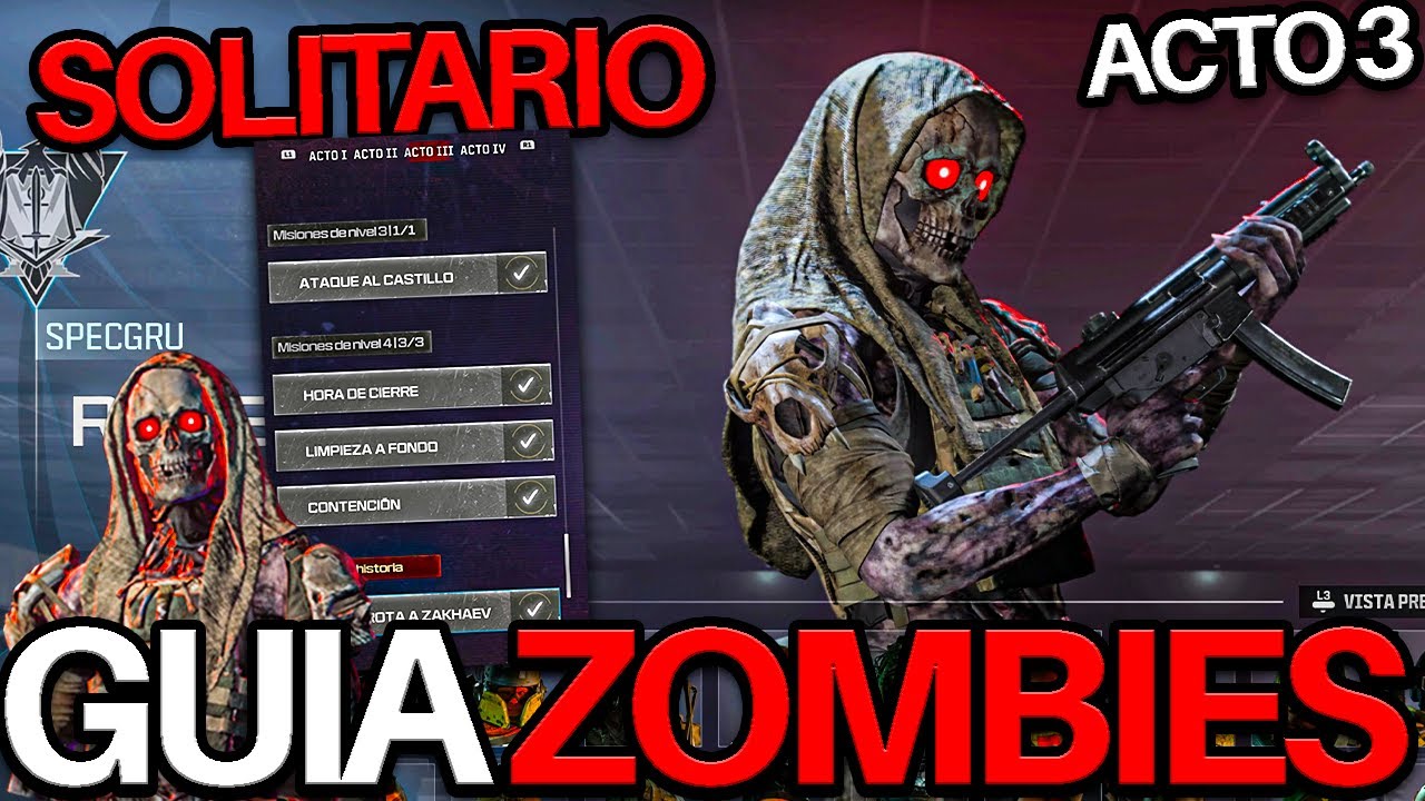 La GUIA COMPLETA de ZOMBIES EN ESPAÑOL ACTO 3 (SOLITARIO) |  SKIN GRATIS DE ZOMBIES FÁCIL SEASON 1