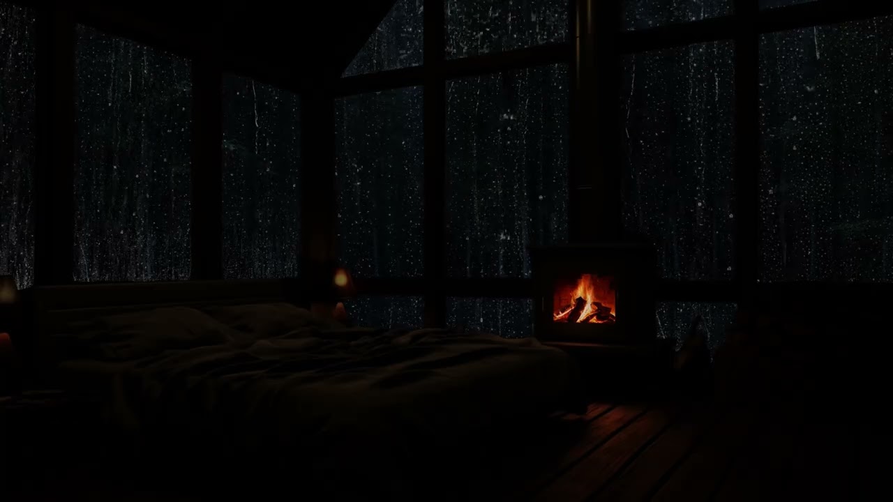 No Ads🌧️Deepest Healing Sleep😴 Rain & Fireplace Sounds in a Forest Attic for Ultimate Calm