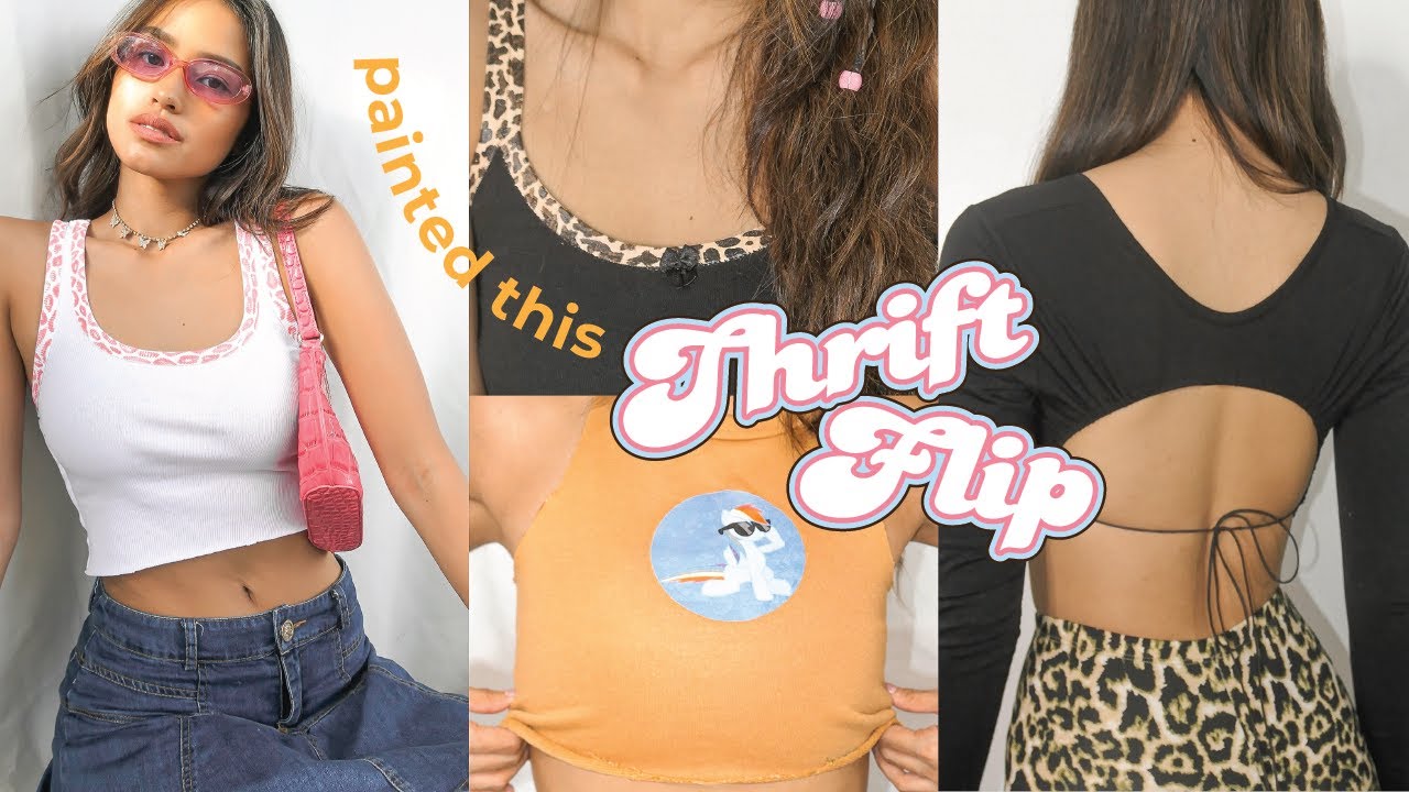 THRIFT FLIP ♡ diy cute/trendy tops ☆ (animal prints, backless tops, no sewing machine)