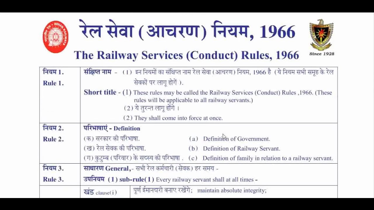 The Railway Services (Conduct) Rules 1966 | AOM ACM APO AEN ADST | 