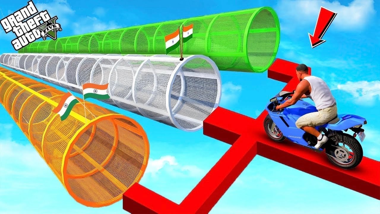 FRANKLIN TRIED REPUBLIC DAY IMPOSSIBLE TUNNEL CHALLENGE BY BIKES GTA 5