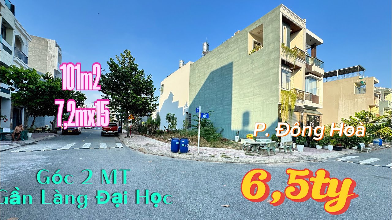 Bán đất Khu Phú Hồng Thịnh - Lô Góc 2 mặt tiền. 101m2 - Giá 6,5ty - Sổ hồng riêng 