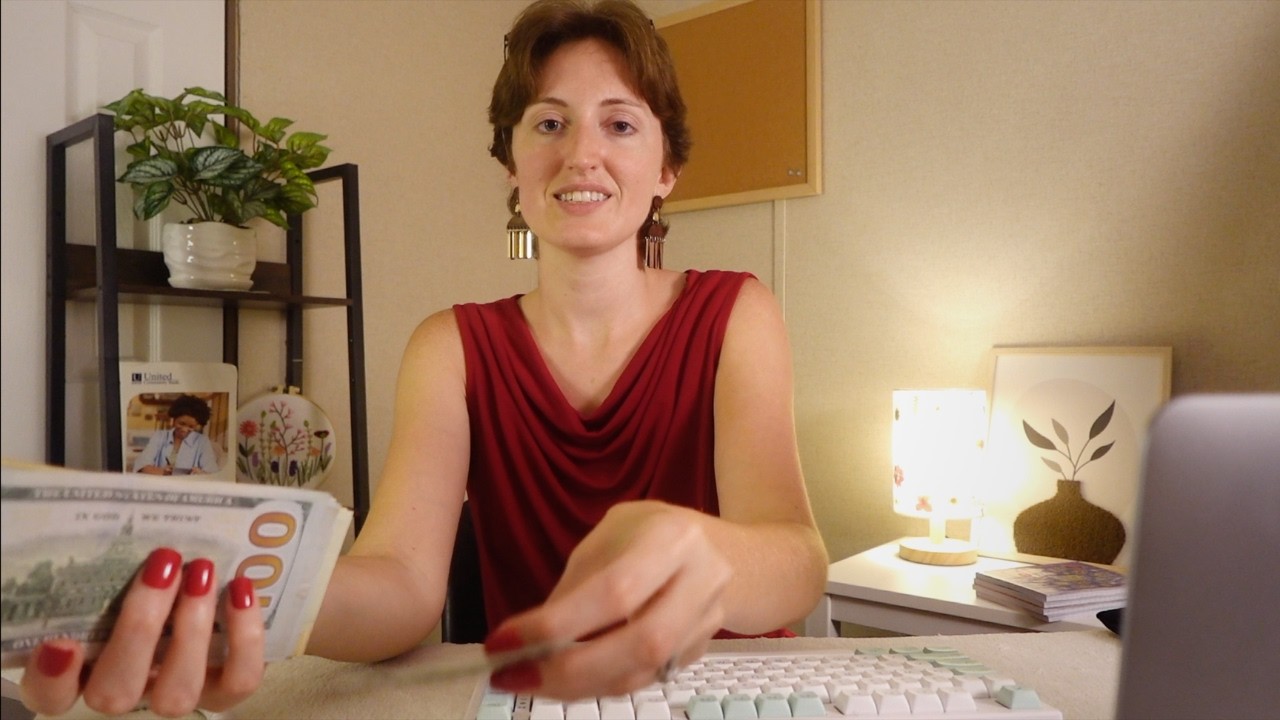 ASMR Bank Roleplay | paper sounds, unintelligible whispers, plastic folder crinkles, typing