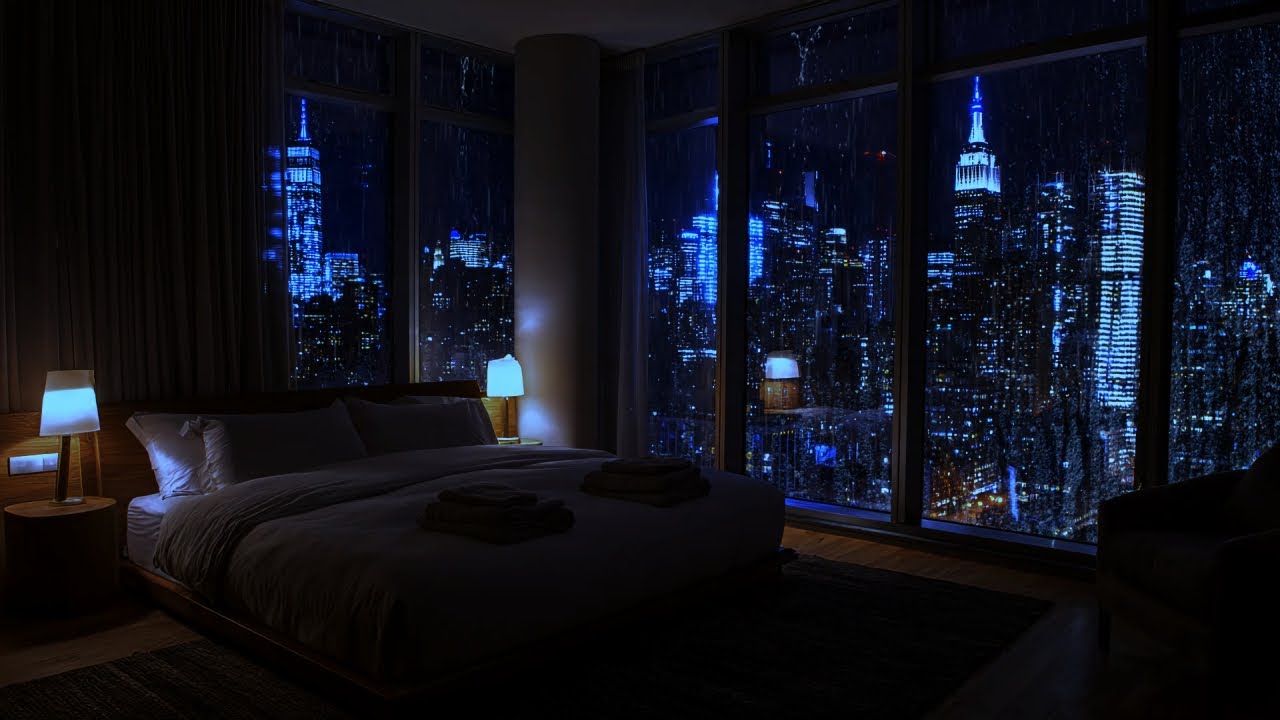 Rainy Urban Evening 🌧️ Cozy Bedroom ASMR for Calm Nights & Focus