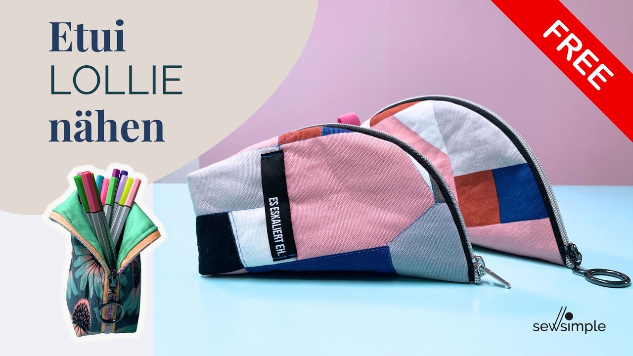 ✂️ Etui nähen mit kostenlosem Schnittmuster LOLLIE | als Stiftemäppchen mit Reißverschluss
