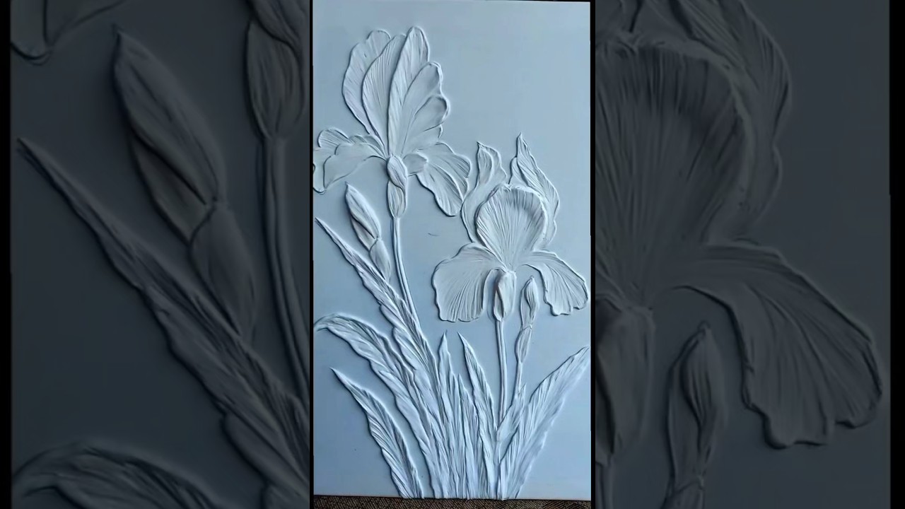DIY Flower Plaster Art On Canvas 3D Flower Texture #walldecor #craft #shorts  #trendingsh #viral