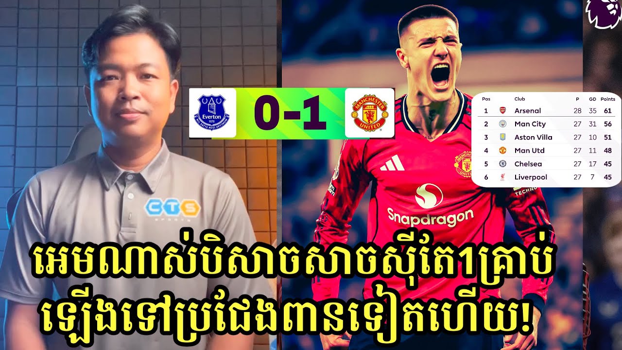 អេមណាស់ Everton 0-1 Man Utd​ តេីមែនញូ​ពីមុនត្រឡប់មកវិញហេីយឬ? ទម្រង់​លេង​មិនល្អមេីលប៉ុន្តែ​ច្បាស់លាស់