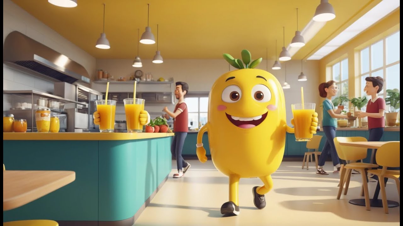 Among Us Yellow Crewmate Spilled Juice in the Cafeteria | Fun Kids Songs